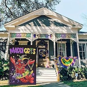 Carnival Festival Garden Flag Mardi Gras 12x18Inch Outdoor Decorations Welcome Garden Patio Flag Yard Flag Double Sided Holiday Outdoor Flags 1pc Lightinthebox