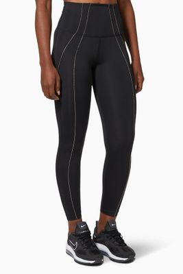 Dri-FIT 7/8 Metallic Trim Leggings in Stretch Polyester Dri-FIT 7/8 Metallic Trim Leggings in Stretch Polyester