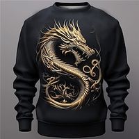 Graphic Animal Men's Fashion 3D Print Pullover Sweatshirt Holiday Vacation Going out Sweatshirts Black Long Sleeve Crew Neck Print Spring   Fall Designer Hoodie Sweatshirt Lightinthebox - thumbnail