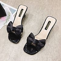 Women's Heels Heeled Mules Pumps PVC Solid Colored Almond Black miniinthebox - thumbnail