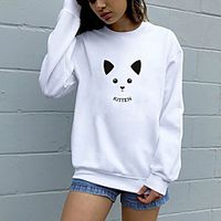 Women's Sweatshirt Pullover Pure Color Crew Neck Cat Sport Athleisure Sweatshirt Top Long Sleeve Breathable Soft Comfortable Everyday Use Street Casual Daily Outdoor Lightinthebox - thumbnail