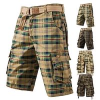 Men's Cargo Shorts Hiking Shorts Pocket Multi Pocket High Rise Solid Colored Wearable Outdoor Knee Length Outdoor Casual Classic Yellow Army Green High Waist Inelastic miniinthebox - thumbnail