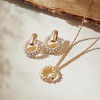 Pearl Embellished Pendant Necklace and Earrings Set