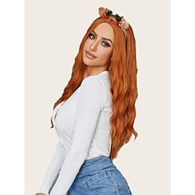 Synthetic Wig Curly Middle Part Wig Long Auburn Synthetic Hair Women's Fashionable Design Natural Easy to Carry Auburn Christmas Party Wigs Lightinthebox