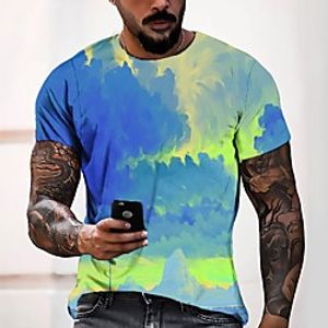 Men's Tee T shirt 3D Print Graphic Scenery Round Neck Casual Daily 3D Print Short Sleeve Tops Casual Fashion Classic Designer Light Blue Lightinthebox