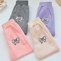 Kids Girls' Trousers Solid Color Active Button School 7-13 Years Spring Black Pink Purple Lightinthebox - thumbnail