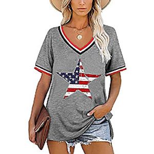 american flag shirt patriotic stars stripes plus size t-shirt women short sleeve 4th of july tee tops(fv,m) Lightinthebox