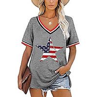 american flag shirt patriotic stars stripes plus size t-shirt women short sleeve 4th of july tee tops(fv,m) Lightinthebox - thumbnail