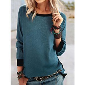Women's T shirt Plain Long Sleeve Round Neck Basic Tops Blue miniinthebox