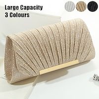 Women's Clutch Evening Bag Wristlet Polyester Party New Year Holiday Sequin Chain Large Capacity Solid Color Silver Black Gold miniinthebox