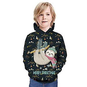 Kids Boys' Hoodie  Sweatshirt Long Sleeve 3D Print Floral Animal Print Black Children Tops Summer Active Daily Wear Regular Fit 3-13 Years miniinthebox