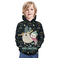 Kids Boys' Hoodie  Sweatshirt Long Sleeve 3D Print Floral Animal Print Black Children Tops Summer Active Daily Wear Regular Fit 3-13 Years miniinthebox - thumbnail
