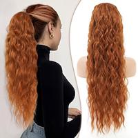 Drawstring Ponytail Hair Extensions Copper Red Long Curly Wavy Ponytail Natural Wavy Synthetic HairPieces for Women Lightinthebox