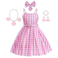 Doll Dress Cosplay Costume Gloves Girls' Movie Cosplay Retro Vintage Hot Pink Pink Plaid Dress Pink Outfit Pink Dress Gloves Bow Children's Day Masquerade Polyester Lightinthebox - thumbnail