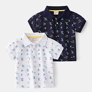 Kids Boys' Shirt Short Sleeve White Navy Blue Tree Indoor Outdoor Active Daily 3-6 Years Lightinthebox