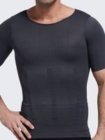 Mens High Elastic Fat Burning Tight Body Sculpting Tummy Tuck Shaping Chest T-shirt