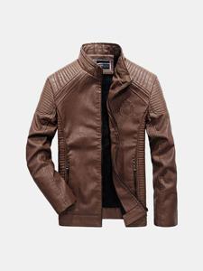 Biker Zip Cuff Faux Leather Jacket