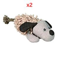 Trixie Plush Toy With Rope Toy For Dogs - Beige (Pack of 2)