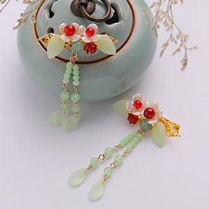 Kids' Baby Girls' 2 Pieces Antiquity Original Flowers New Hairpin Tassels Step-Shaking Han Elements Tang SuitHanfu Headdress Hair Accessories Lightinthebox