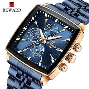 REWARD Rectangle Men's Watches Quartz Wristwatches Luxury Business Sport Watch Clock Luminous Hands Waterproof Clock Man miniinthebox