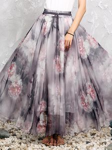 Vintage Floral Women Maxi Skirts