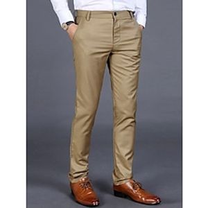 Men's Dress Pants Trousers Suit Pants High Rise Plain Comfort Breathable Formal Business Fashion Streetwear Black Khaki Lightinthebox