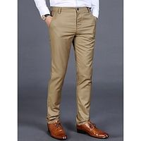 Men's Dress Pants Trousers Suit Pants High Rise Plain Comfort Breathable Formal Business Fashion Streetwear Black Khaki Lightinthebox - thumbnail