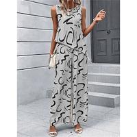 Women's Tank Top Pants Sets Printing Holiday Weekend Print Black Sleeveless Fashion Crew Neck Summer Lightinthebox