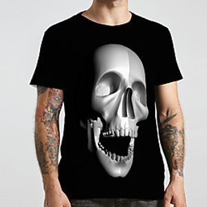 Men's Unisex Tee T shirt 3D Print Graphic Prints Skull Plus Size Print Short Sleeve Casual Tops Fashion Designer Big and Tall Black miniinthebox