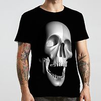 Men's Unisex Tee T shirt 3D Print Graphic Prints Skull Plus Size Print Short Sleeve Casual Tops Fashion Designer Big and Tall Black miniinthebox - thumbnail
