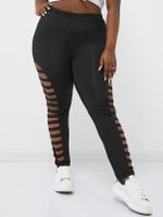 YOINS BASICS Plus Size Black Cut Out Leggings - thumbnail