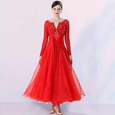 Ballroom Dance Dress Splicing Crystals Rhinestones Women's Performance Party Long Sleeve Mesh Spandex Organza Lightinthebox Ballroom Dance Dress Splicing Crystals Rhinestones Women's Performance Party Long Sleeve Mesh Spandex Organza Lightinthebox