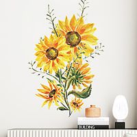 Painted Sunflowers Wall Stickers Bedroom Living Room Removable Pre-pasted PVC Home Decoration Wall Decal 1pc miniinthebox - thumbnail