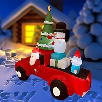 2.1m Inflatable Car Santa Claus Outdoor Inflatables Luminous Blow-up 7FT Courtyard Holiday Party Xmas Decoration Ornaments Lightinthebox