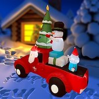 2.1m Inflatable Car Santa Claus Outdoor Inflatables Luminous Blow-up 7FT Courtyard Holiday Party Xmas Decoration Ornaments Lightinthebox - thumbnail