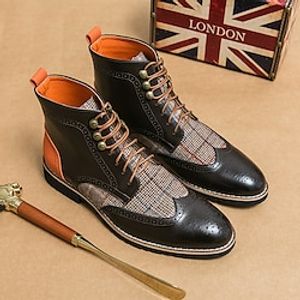 Men's Boots Dress Shoes Business Casual Outdoor Daily Denim Warm Comfortable Slip Resistant Booties  Ankle Boots Brown Color Block Fall Winter Lightinthebox