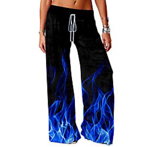 Women's Basic Soft Comfort Loose Daily Home Chinos Pants Graphic Flame Full Length Elastic Drawstring Design Print Blue Purple Red Yellow Green miniinthebox