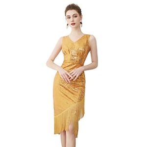 Latin Dance Dance Costumes Dress Tassel Sequins Women's Performance Party Sleeveless POLY Lightinthebox