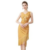 Latin Dance Dance Costumes Dress Tassel Sequins Women's Performance Party Sleeveless POLY Lightinthebox - thumbnail