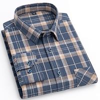 Men's Shirt Button Up Shirt Casual Shirt Plaid Shirt Overshirt Red Navy Blue Royal Blue Long Sleeve Plaid  Check Lapel Fall  Winter Outdoor Daily Wear Clothing Apparel Front Pocket Lightinthebox - thumbnail