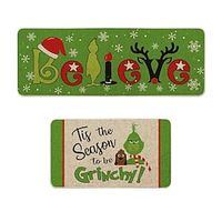 Christmas Mat Printed Decoration Kitchen Non Slip Entrance Entrance Crystal Velvet Carpet Lightinthebox - thumbnail