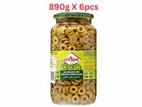 Crespo Sliced Green Olives Jar (Pack Of 6 X 890g)