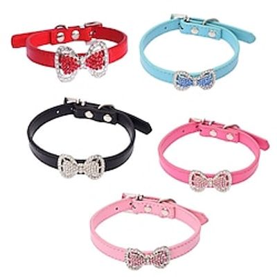 New Small Dog VIP Bomei Dog Neck Set Water Diamond Dog Collar Beautiful Colorful Diamond Bowknot Collar Lightinthebox