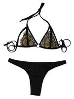 Women Sexy Lace Halter Bikini Set Hollow Out Temptation Bikini Swimsuit