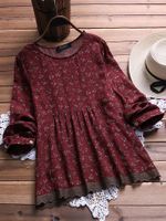 Floral Printed Stitching Lace Shirts