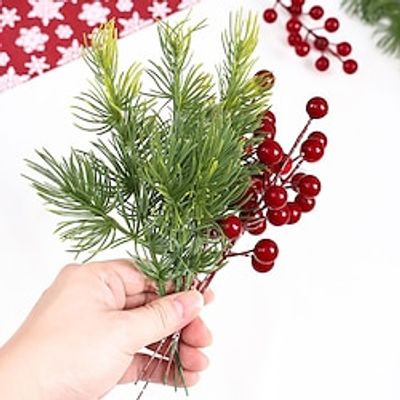 40pcs Christmas Artificial Red Berry Stems Pine Neddle Picks for DIY DIY Crafts Christmas Flower Arrangements Wreaths Holiday Decorations Lightinthebox