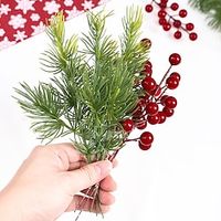 40pcs Christmas Artificial Red Berry Stems Pine Neddle Picks for DIY DIY Crafts Christmas Flower Arrangements Wreaths Holiday Decorations Lightinthebox - thumbnail