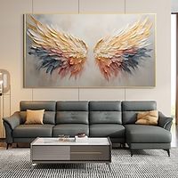 Handmade Original Angel Wing Oil Painting On Canvas Wall Art Decor Abstract Minimalist golden Painting for Home Decor With Stretched Frame/Without Inner Frame Painting Lightinthebox