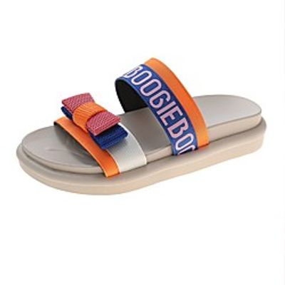 Women's Sandals Flat Heel Round Toe Booties Ankle Boots Daily Home PU Lace-up Slogan Green Orange miniinthebox