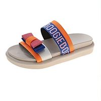 Women's Sandals Flat Heel Round Toe Booties Ankle Boots Daily Home PU Lace-up Slogan Green Orange miniinthebox - thumbnail